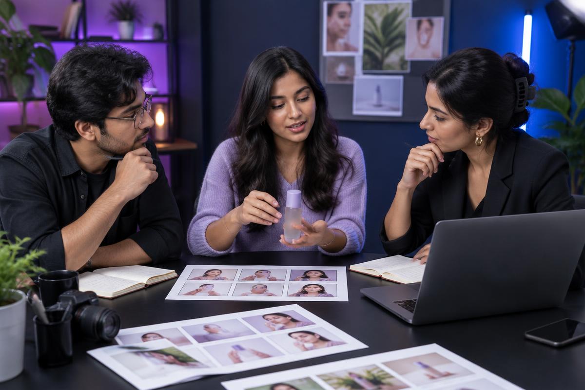 Creators and brand team planning a product collaboration