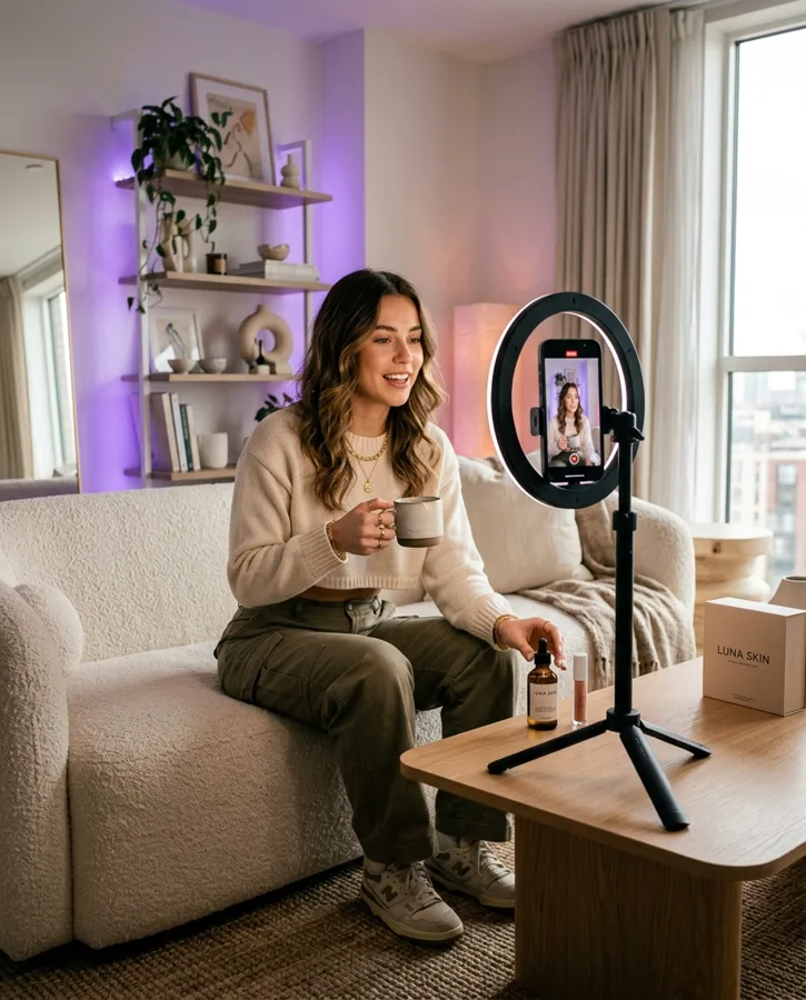 Creator filming a product demonstration on a phone